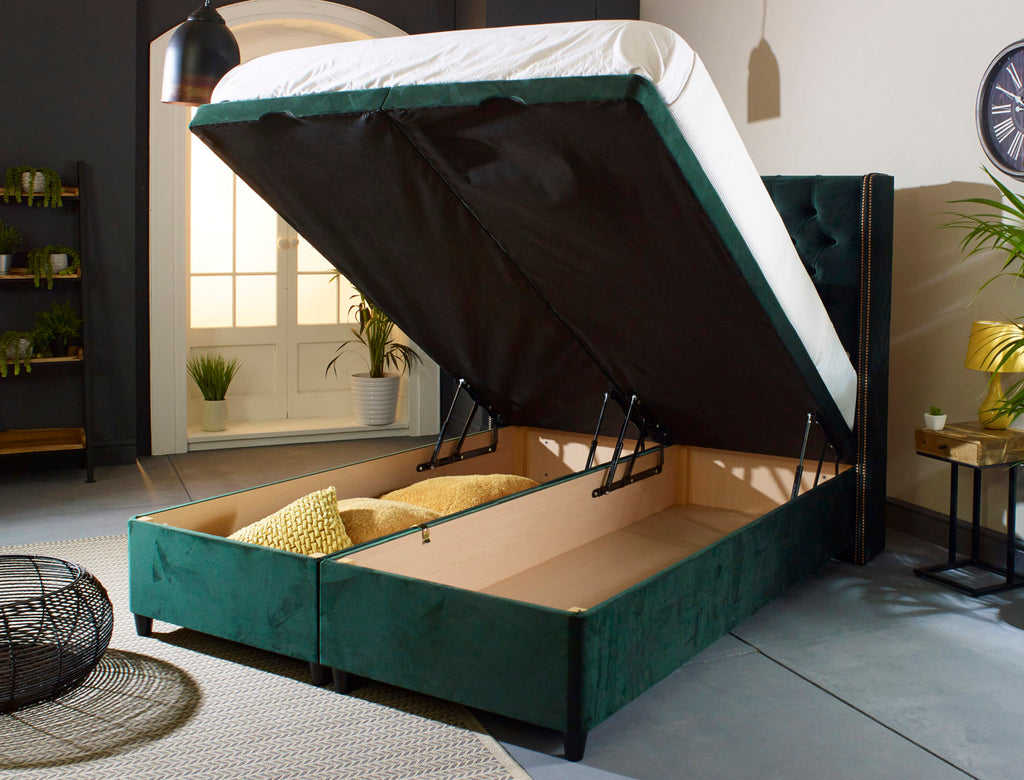 Elle Wing Floating Ottoman Bed Frame With Studs — view 4