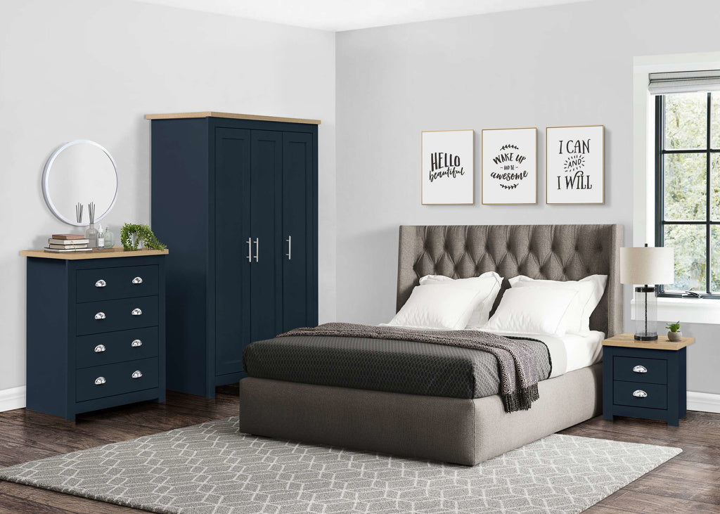 Birlea Highgate Navy & Oak 2 Drawer Bedside — view 4