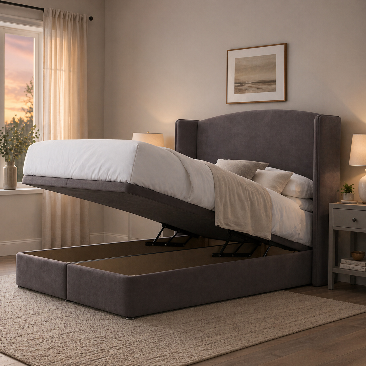 Lucia Ottoman Storage Bed Including Headboard