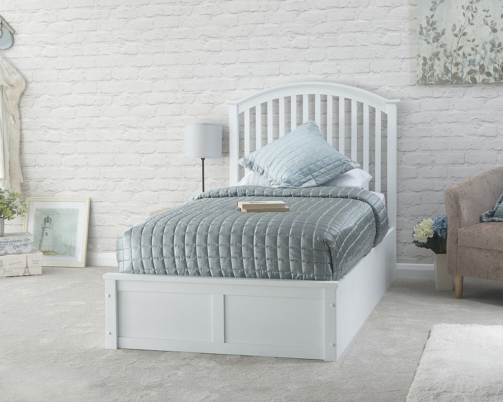 Madrid Wooden End Opening Ottoman Bed White — view 2