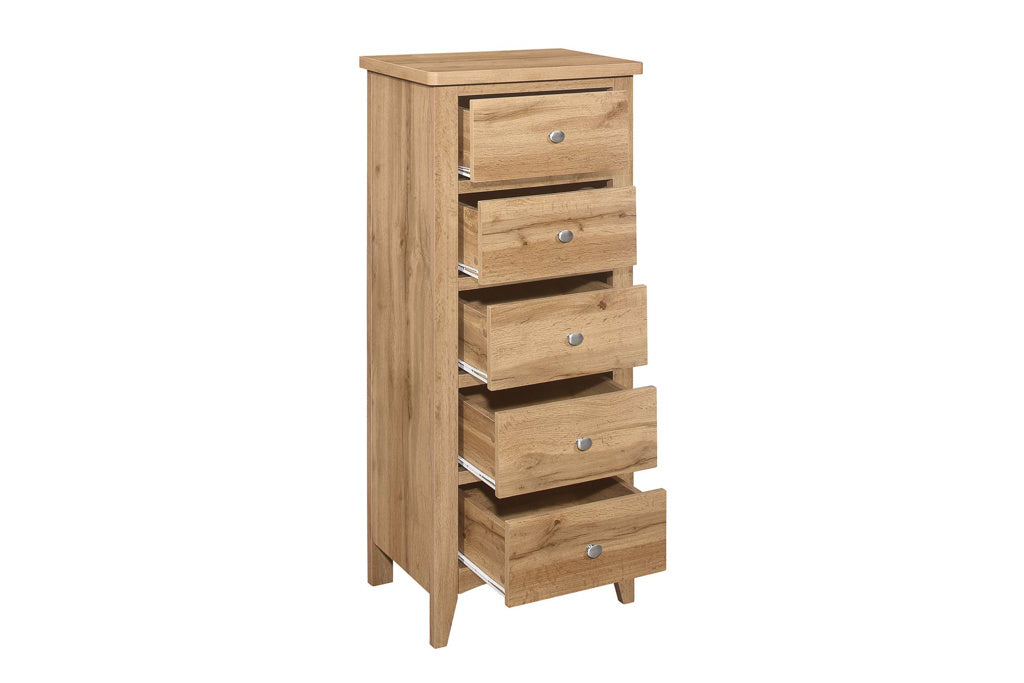 Birlea Hampstead Oak 5 Drawer Tall Chest — view 2
