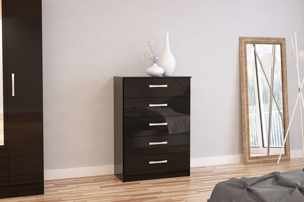 Birlea Lynx Black 5 Drawer Chest