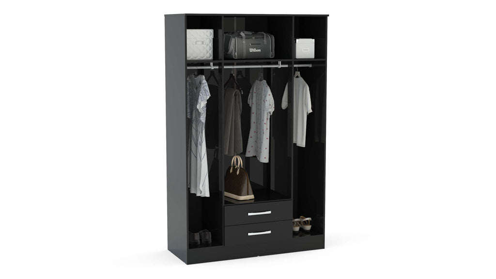 Birlea Lynx Black 4 Door 2 Drawer Wardrobe — view 3