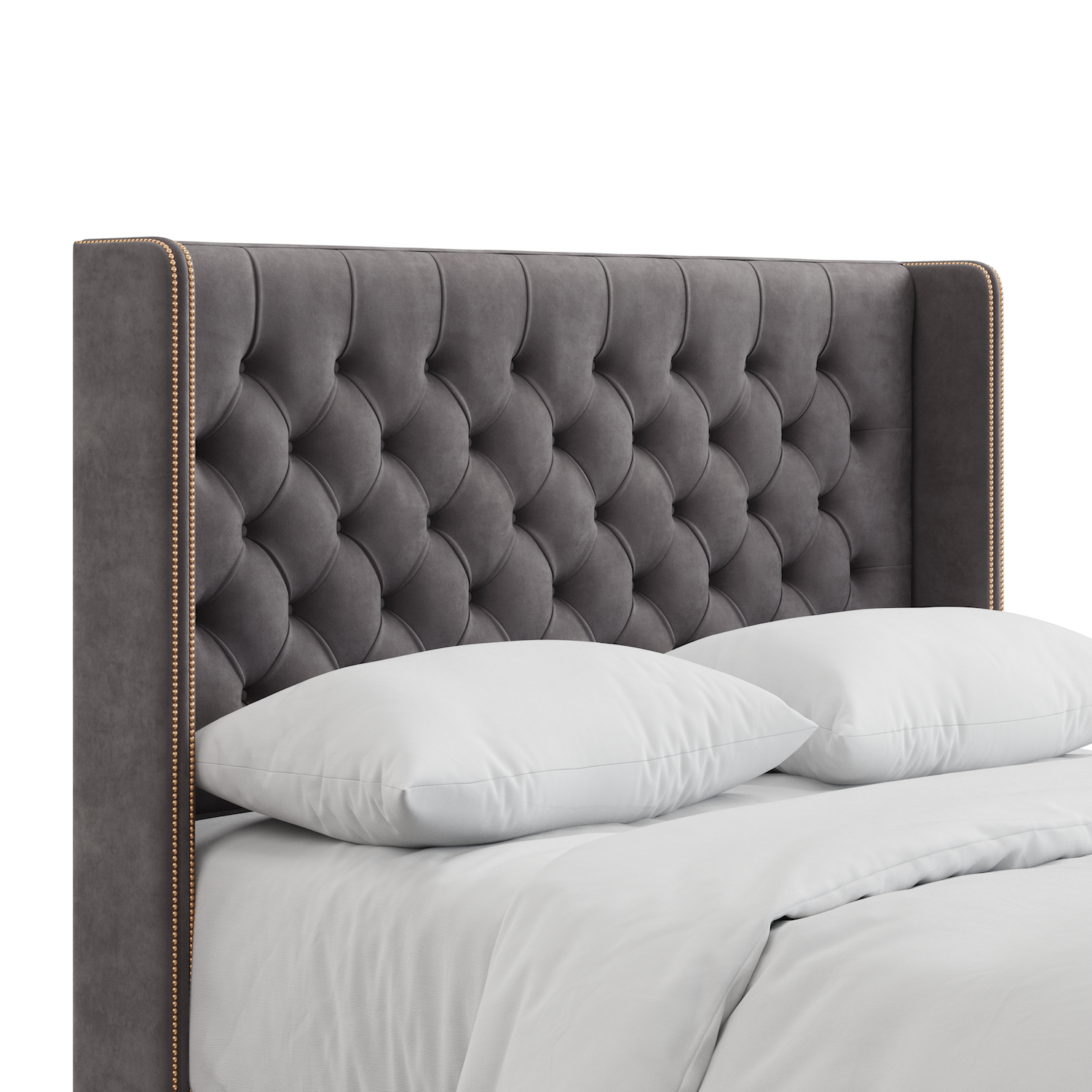 Elle Chesterfield Wing Standing Headboard with studs