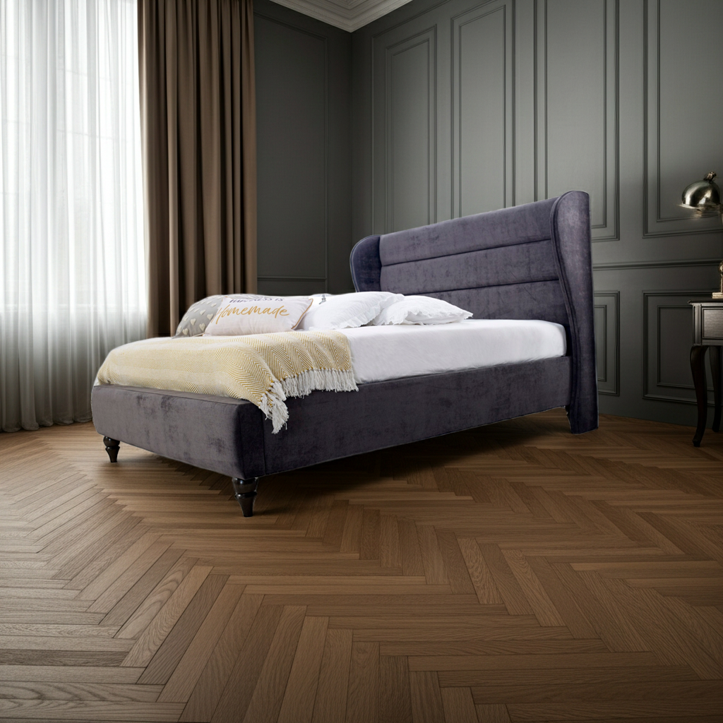 Anna Fabric Upholstered Wing Bed Frame