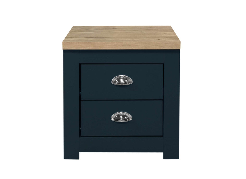 Birlea Highgate Navy & Oak 2 Drawer Bedside — view 2