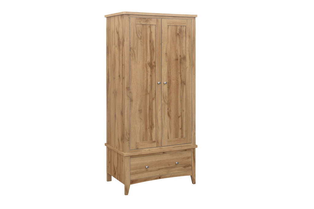 Birlea Hampstead Oak 2 Door 1 Drawer Wardrobe