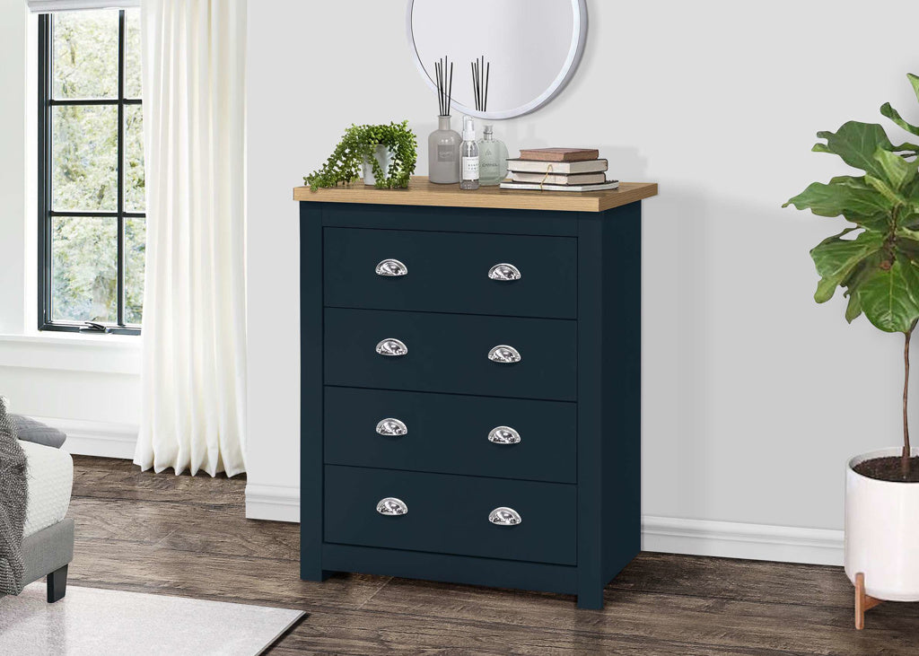 Birlea Highgate Navy & Oak 4 Drawer Chest