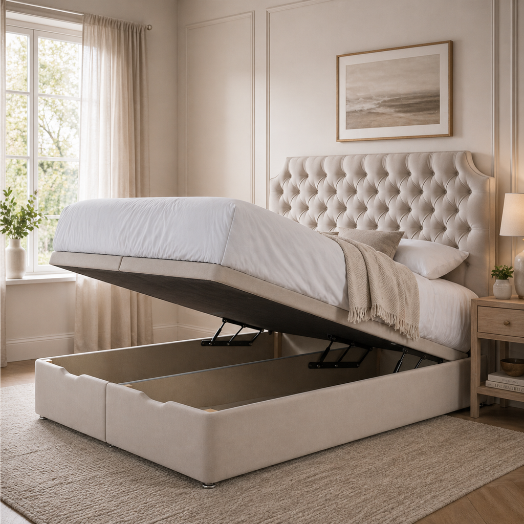 Lilly Ottoman Storage Bed Including Headboard