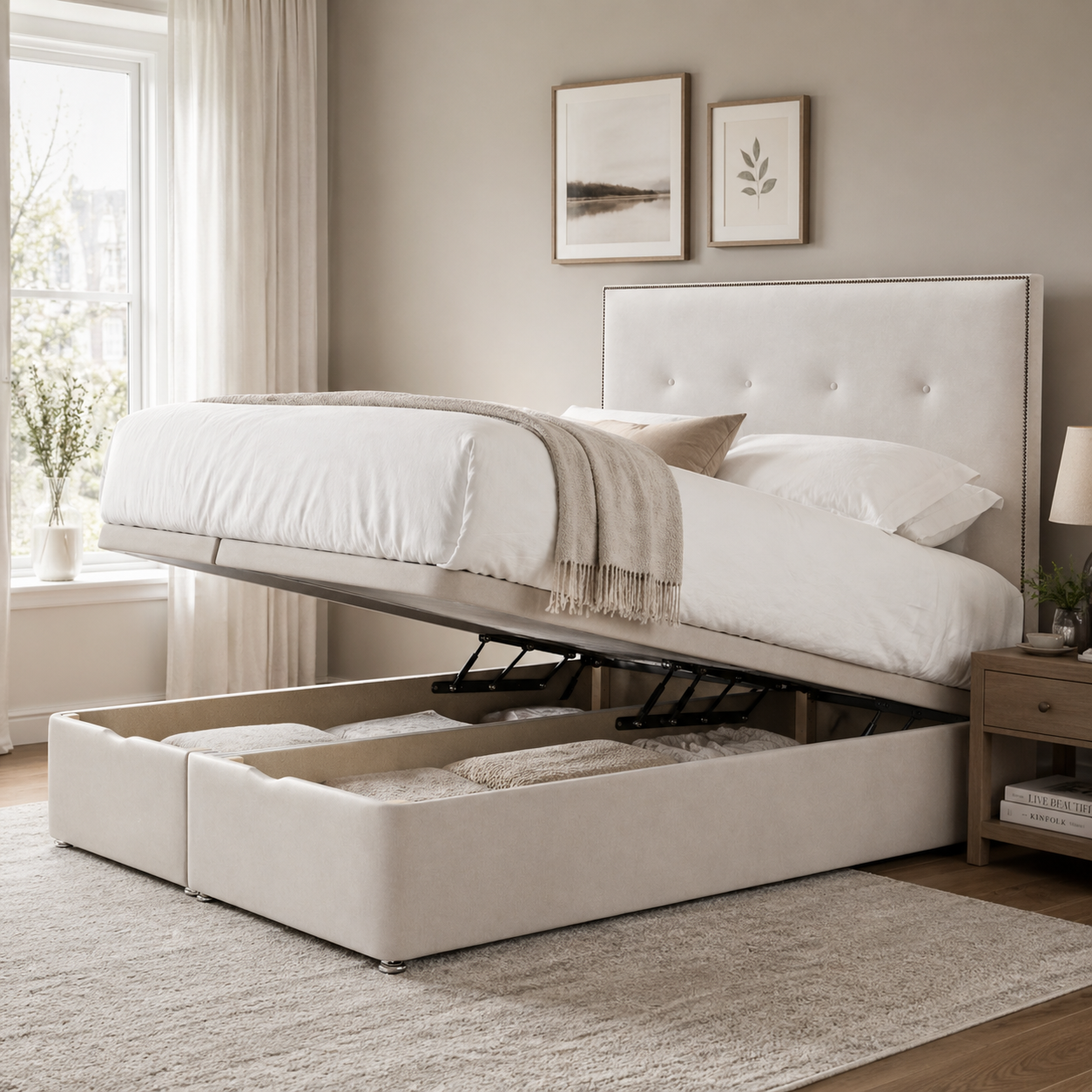 Chloe Ottoman Storage Bed Including Headboard