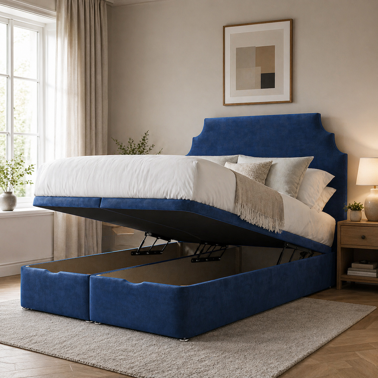 Crimson Ottoman Storage Bed Including Headboard
