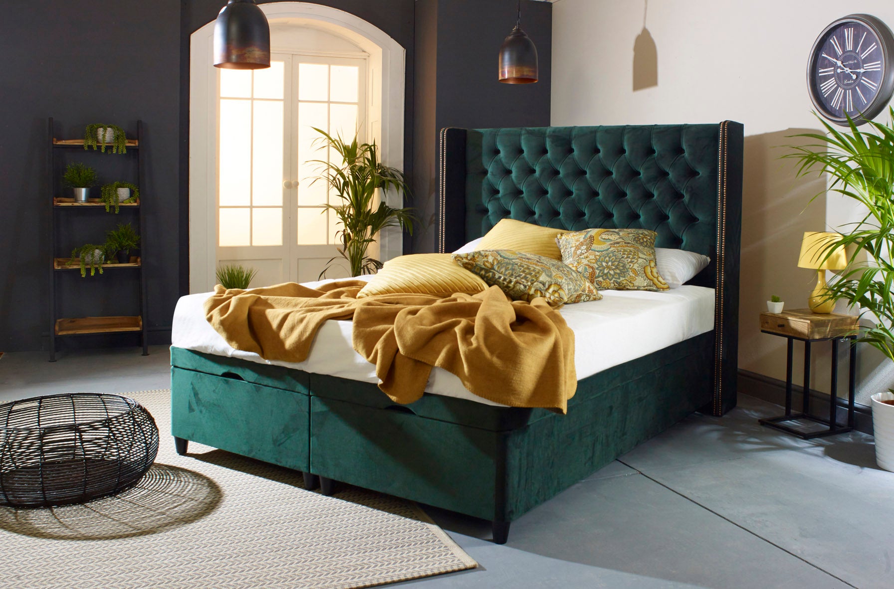 Elle Wing Floating Ottoman Bed Frame With Studs — view 2