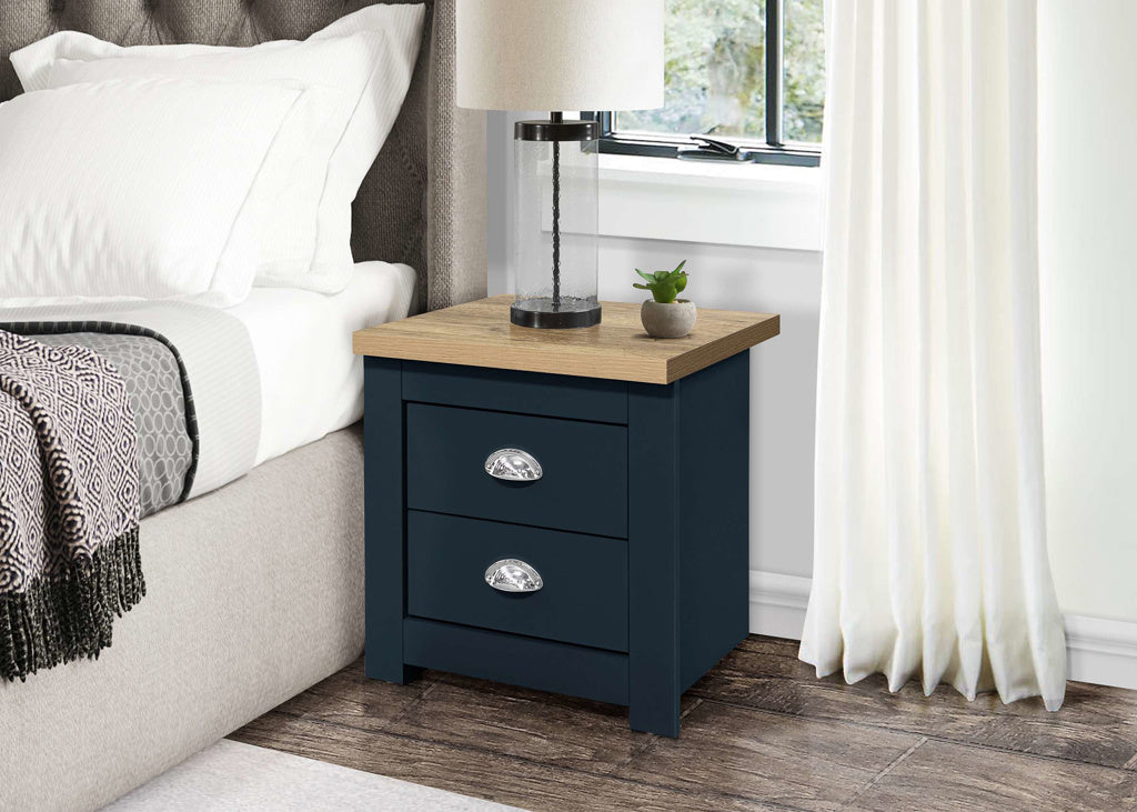 Birlea Highgate Navy & Oak 2 Drawer Bedside