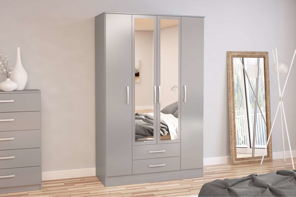 Birlea Lynx Grey 4 Door 2 Drawer Wardrobe