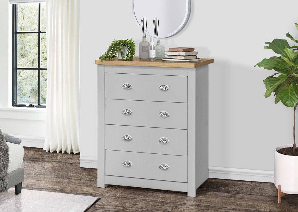 Birlea Highgate Grey & Oak 4 Drawer Chest