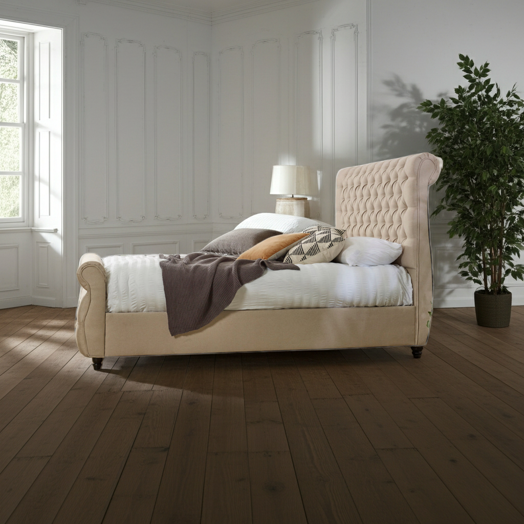 Balmoral Chesterfield Upholstered Sleigh Bed Frame