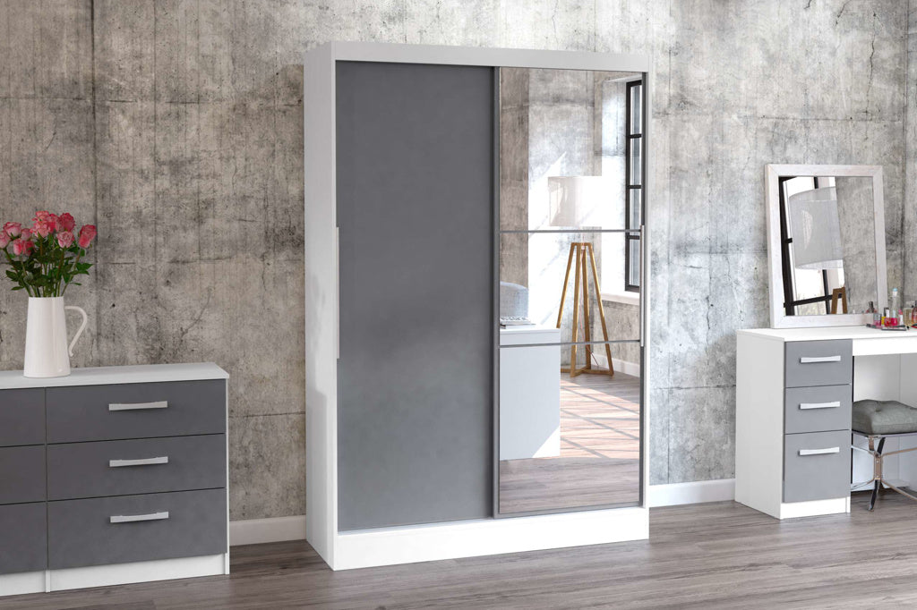 Birlea Lynx White & Grey 2 Door Sliding Wardrobe