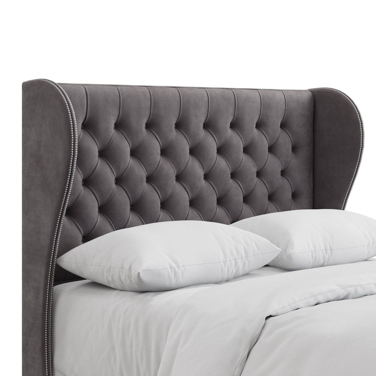 Giovana Chesterfield Wing headboard with studs, alternative view