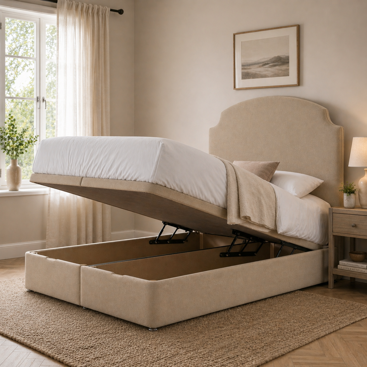 Louis Ottoman Storage Bed Including Headboard