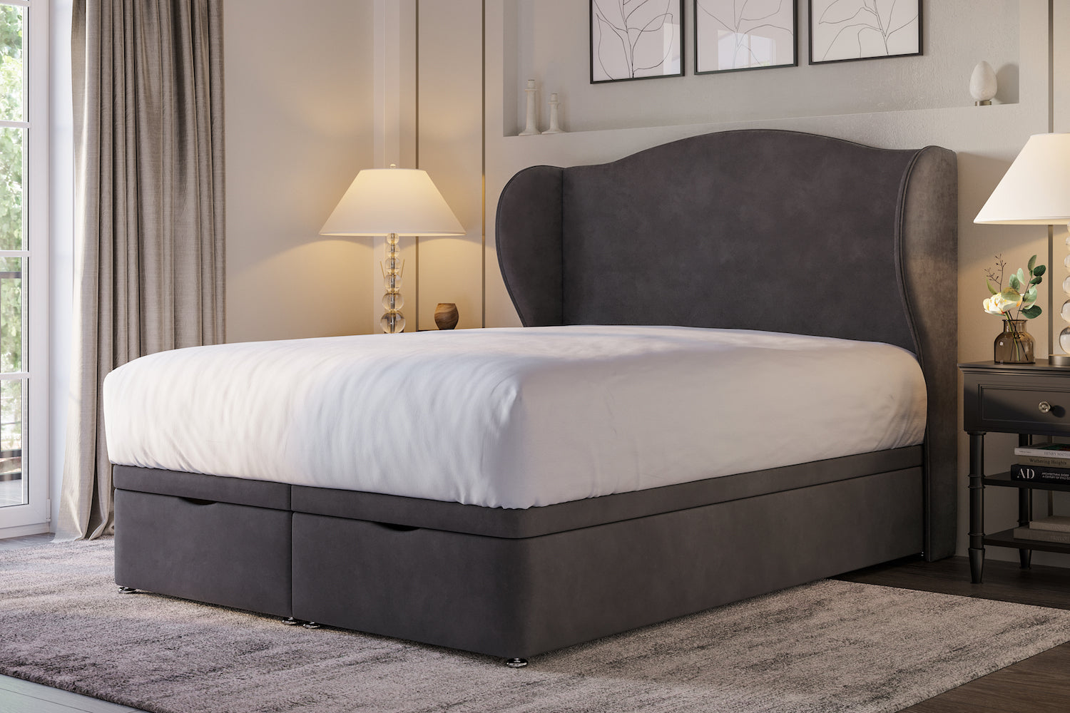 Montreal Ottoman Storage Bed Including Headboard — view 2