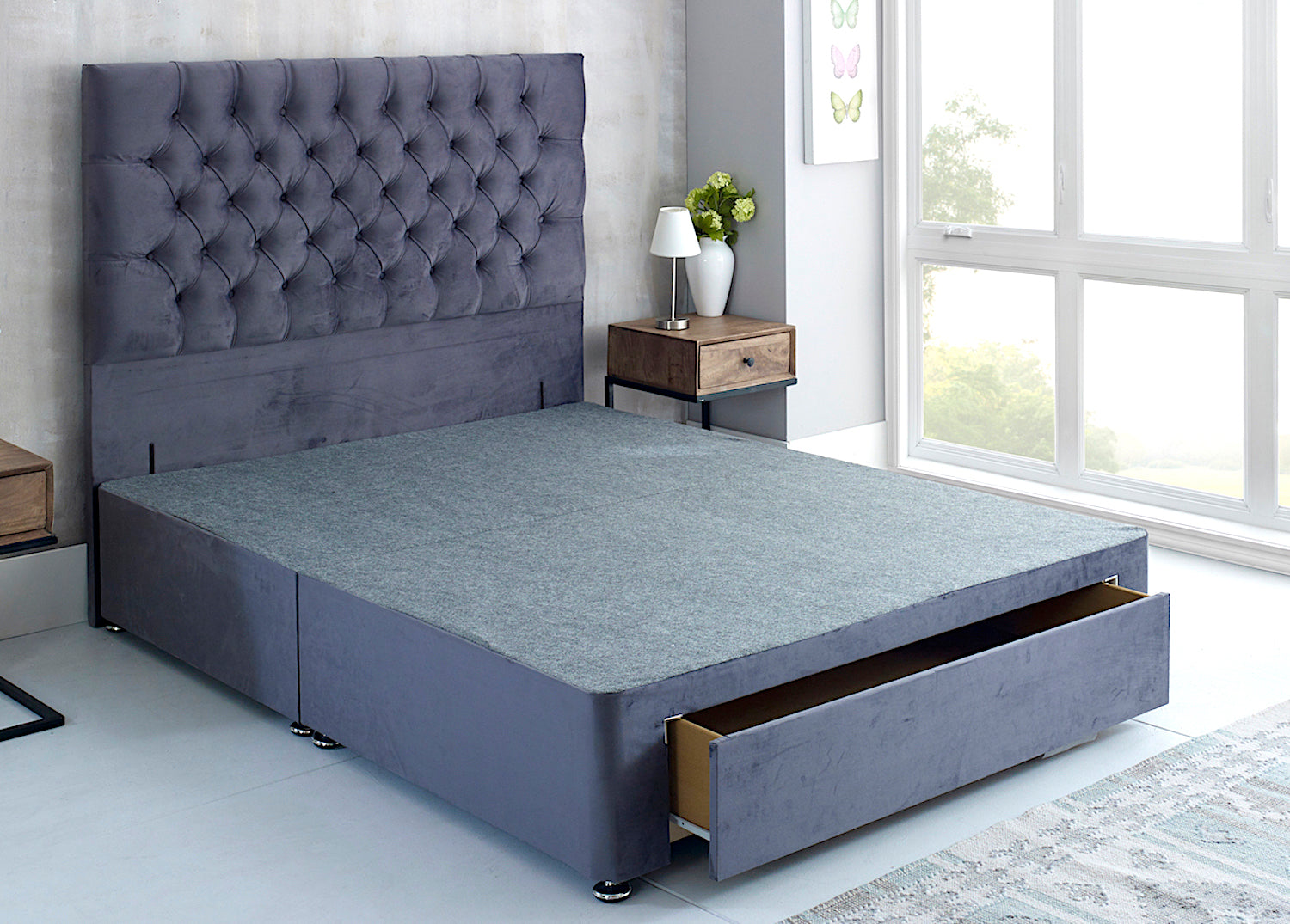 Velvet Fabric Universal Divan Base
