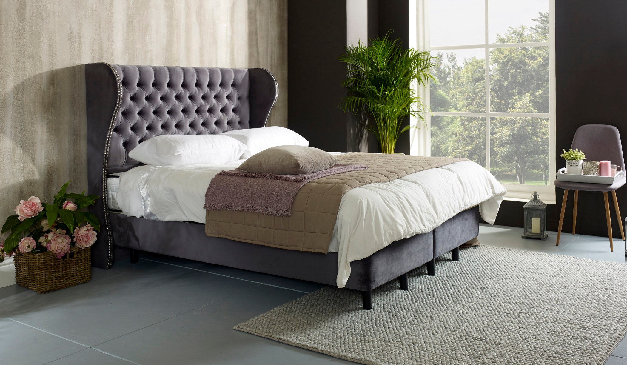 Giovana Wing Floating Ottoman Bed Frame With Studs — view 2