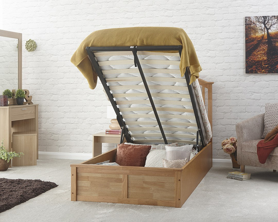 Madrid Wooden End Opening Ottoman Bed Oak — view 2