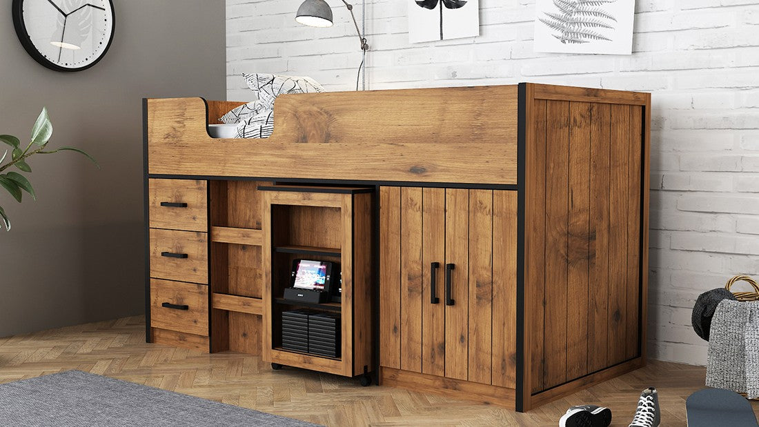 LPD Rocco Wooden Mid Sleeper With Storage Drawers