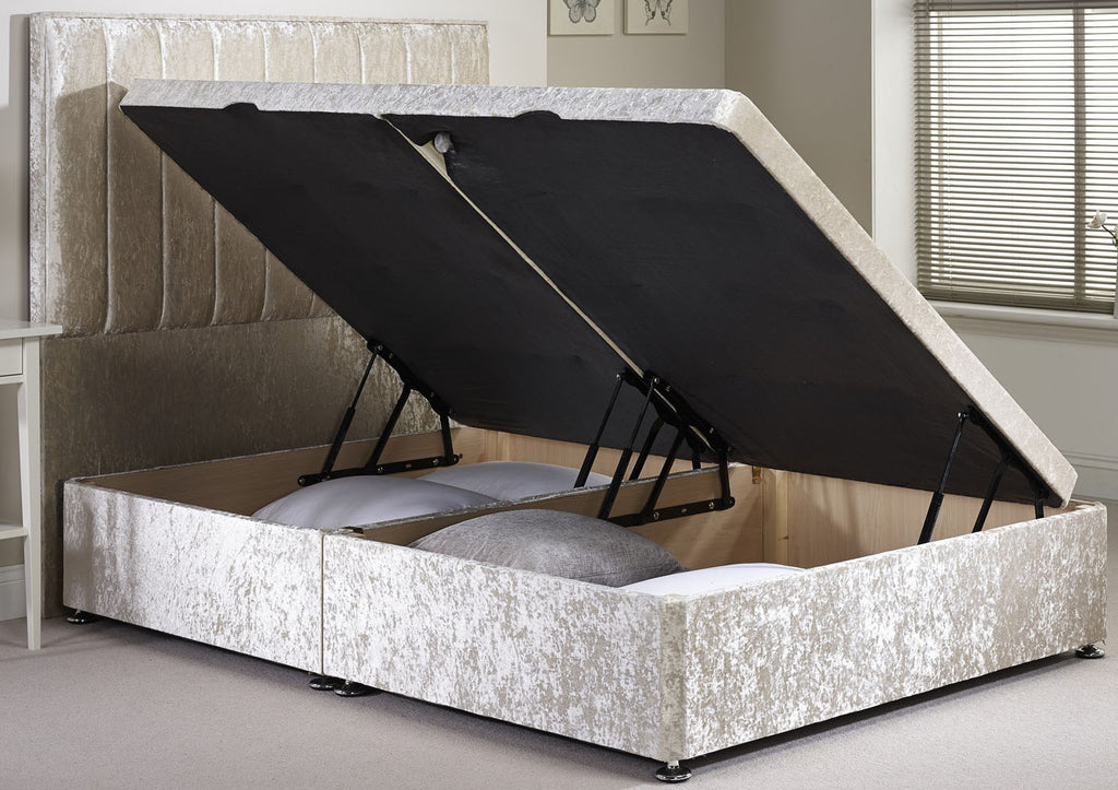 Crushed Velvet Fabric Ottoman Storage Divan Base