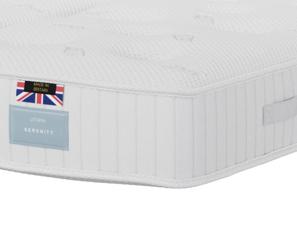 Zip and Link Serenity 1000 mattress, side view showing depth and stitched border